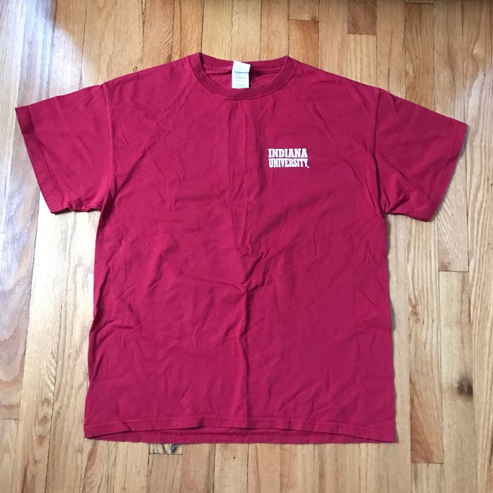 Indiana University Red Short Sleeve Tee with White Logo Large